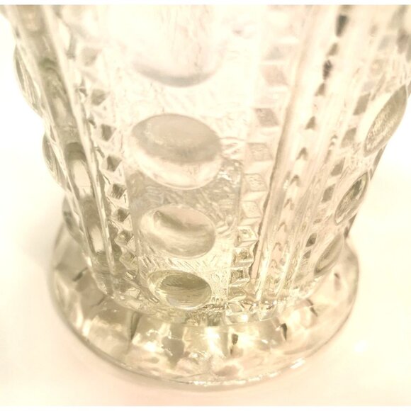 Vintage 1940s Glass Zipper & Button Pattern Vase Clear Pressed Glass 7.25" - Picture 7 of 8
